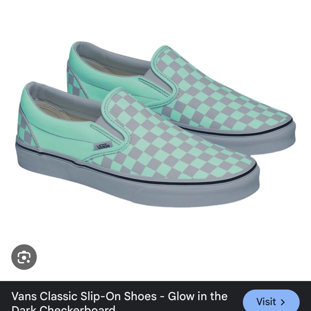 Vans Men's White Color Theory Checkered Glow In The Dark Slip-On Shoes